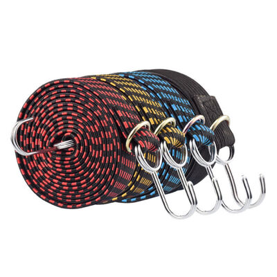 OEM Mutli-Color Heavy Duty Elastic Outdoor Luggage Rope Straps Adjustable Wide Flat Bungee Cords with Hooks