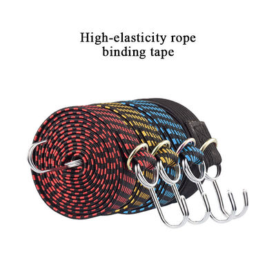 OEM Mutli-Color Heavy Duty Elastic Outdoor Luggage Rope Straps Adjustable Wide Flat Bungee Cords with Hooks