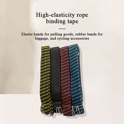 OEM Mutli-Color Heavy Duty Elastic Outdoor Luggage Rope Straps Adjustable Wide Flat Bungee Cords with Hooks