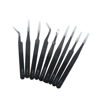 Multi-purpose Stainless Steel Tweezers 9 Piece Set, Pointed Flat Head Precision Sweezers Set for Phone Repair Tools Eyebrow Diy