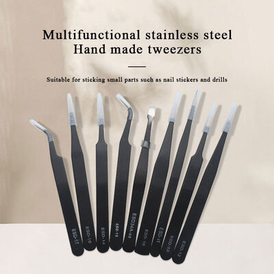 Multi-purpose Stainless Steel Tweezers 9 Piece Set, Pointed Flat Head Precision Sweezers Set for Phone Repair Tools Eyebrow Diy