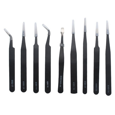Multi-purpose Stainless Steel Tweezers 9 Piece Set, Pointed Flat Head Precision Sweezers Set for Phone Repair Tools Eyebrow Diy