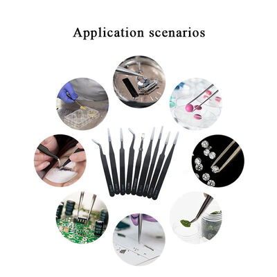 Multi-purpose Stainless Steel Tweezers 9 Piece Set, Pointed Flat Head Precision Sweezers Set for Phone Repair Tools Eyebrow Diy