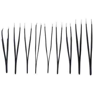 Multi-purpose Stainless Steel Tweezers 9 Piece Set, Pointed Flat Head Precision Sweezers Set for Phone Repair Tools Eyebrow Diy