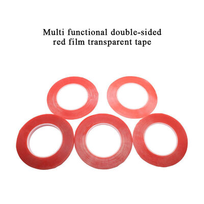 High Temp Strong Pet Polyester Mounting Red Film with Adhesive Roll Hemming Tape Double Sided for Splicing 0.2mm Thick