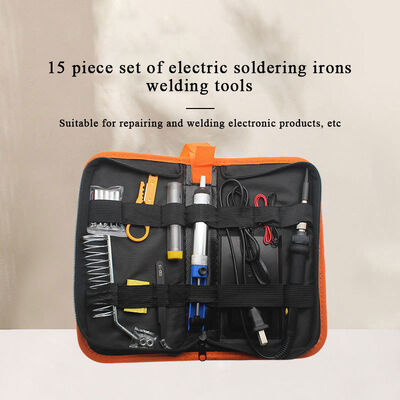 15pcs Soldering Iron Kit Set Electric Temperature Adjustable Welding Repair Tools Heater Soldering Tips Rework Station 110V 220V