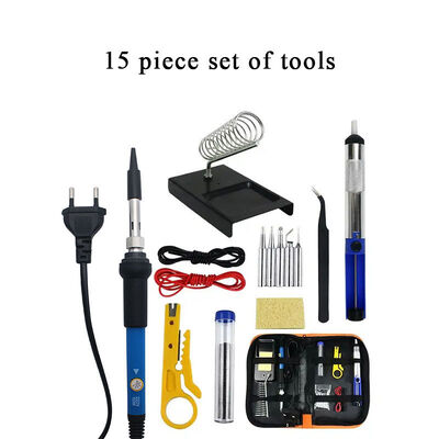 15pcs Soldering Iron Kit Set Electric Temperature Adjustable Welding Repair Tools Heater Soldering Tips Rework Station 110V 220V