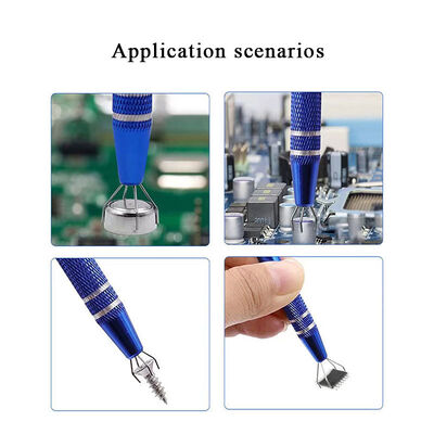 Piercing Ball Grabber Tool Pick up Tool with 4 Prongs Holder Diamond Claw Tweezers for Small Parts Pickup IC Chips Gems Prong