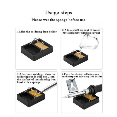 Square Mini Y Type Electric Soldering Iron Stand High Temperature Resistant Tip Cleaner with Bracket and Cleaning Sponge Kit