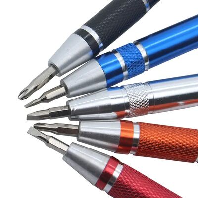 Multi Function Aluminium Alloy 8 in 1 Pocket Multi Tool Pen Precision Screwdrivers Mini Promotional Screwdriver Kit Gift