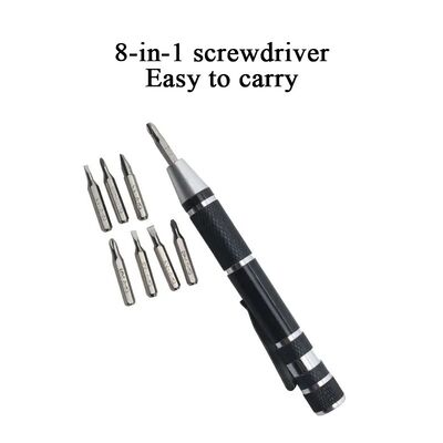 Multi Function Aluminium Alloy 8 in 1 Pocket Multi Tool Pen Precision Screwdrivers Mini Promotional Screwdriver Kit Gift