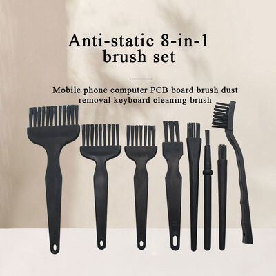Black Anti Static Portable Nylon Brushes Electronic Computer Cleaning Tools 8 In1 ESD PCB Cleaning Brush Kit Set for Keyboard