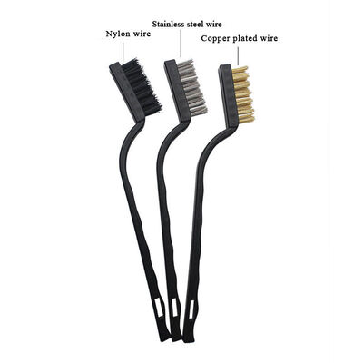 7inch 3-piece Set Stove Cleaning Brush Kitchen Cleaning Rust Removal Industrial Stainless Steel Nylon Copper Plated Wire Brush