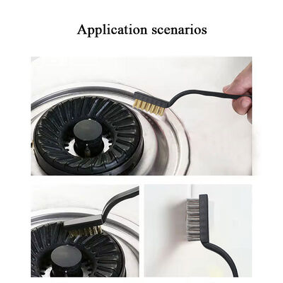 7inch 3-piece Set Stove Cleaning Brush Kitchen Cleaning Rust Removal Industrial Stainless Steel Nylon Copper Plated Wire Brush