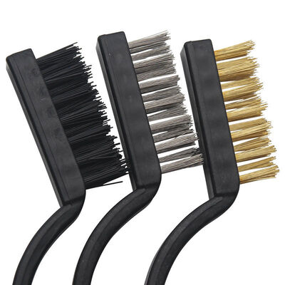 7inch 3-piece Set Stove Cleaning Brush Kitchen Cleaning Rust Removal Industrial Stainless Steel Nylon Copper Plated Wire Brush