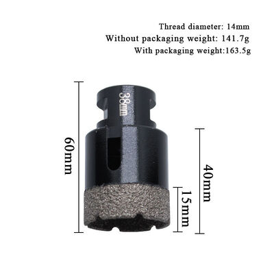 M14 6-55MM Vacuum Brazed Diamond Hole Saw Drill Bit for Porcelain Tile Marble Granite, Dry/Wet Core Bit for Angle Grinder