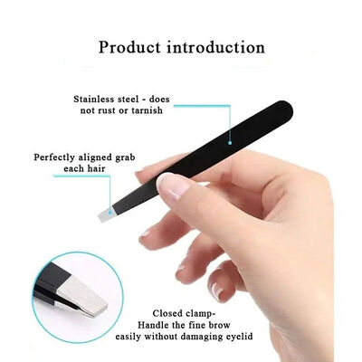 Professional Stainless Steel Tweezers for Personalised Beauty Instruments Slanted Sharp Pointed Eyebrow Tweezers Set