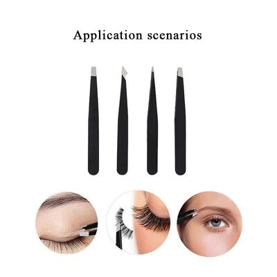Professional Stainless Steel Tweezers for Personalised Beauty Instruments Slanted Sharp Pointed Eyebrow Tweezers Set